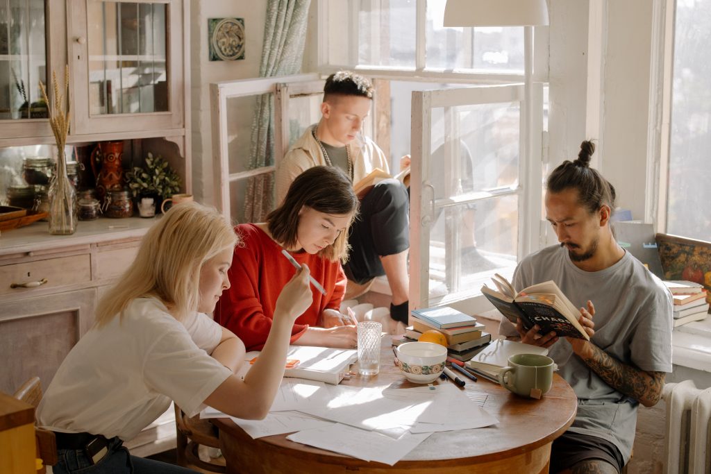students studying