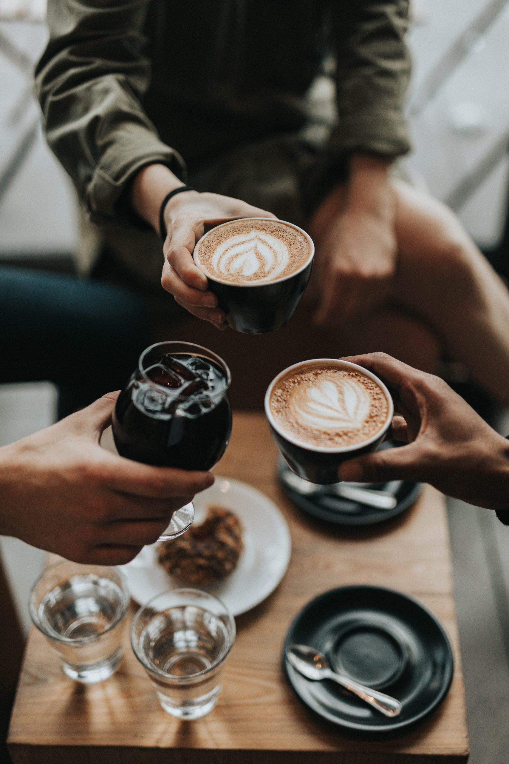 drinking coffee