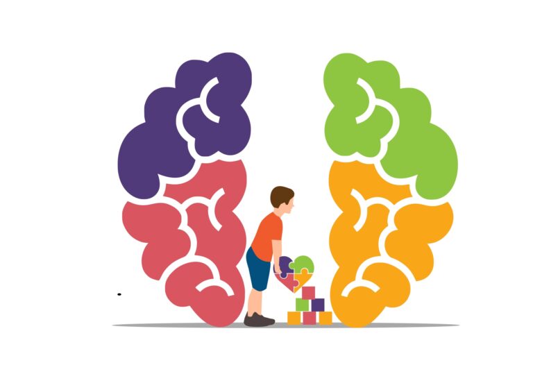 Autism Representation Importance in the U.S. as represented by a child and a neurodivergent brain.