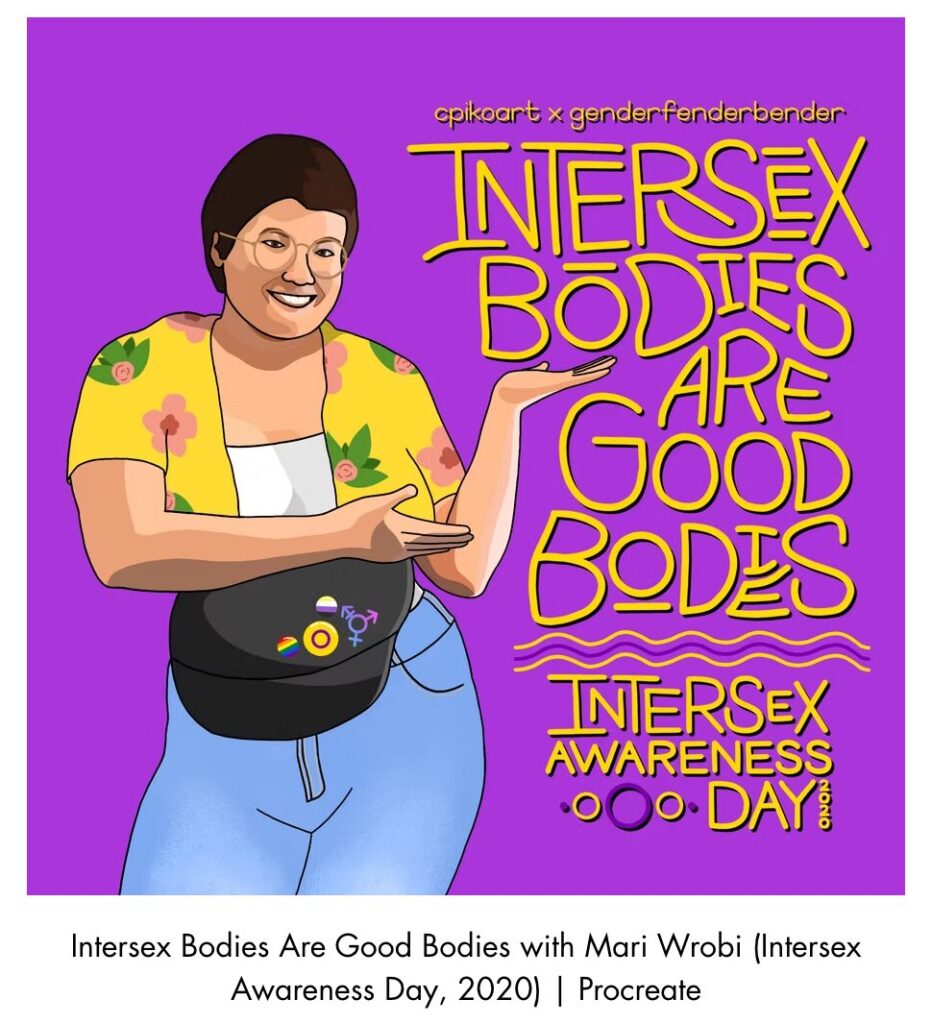"Intersex Bodies Are Good Bodies" graphic drawn by Christopher