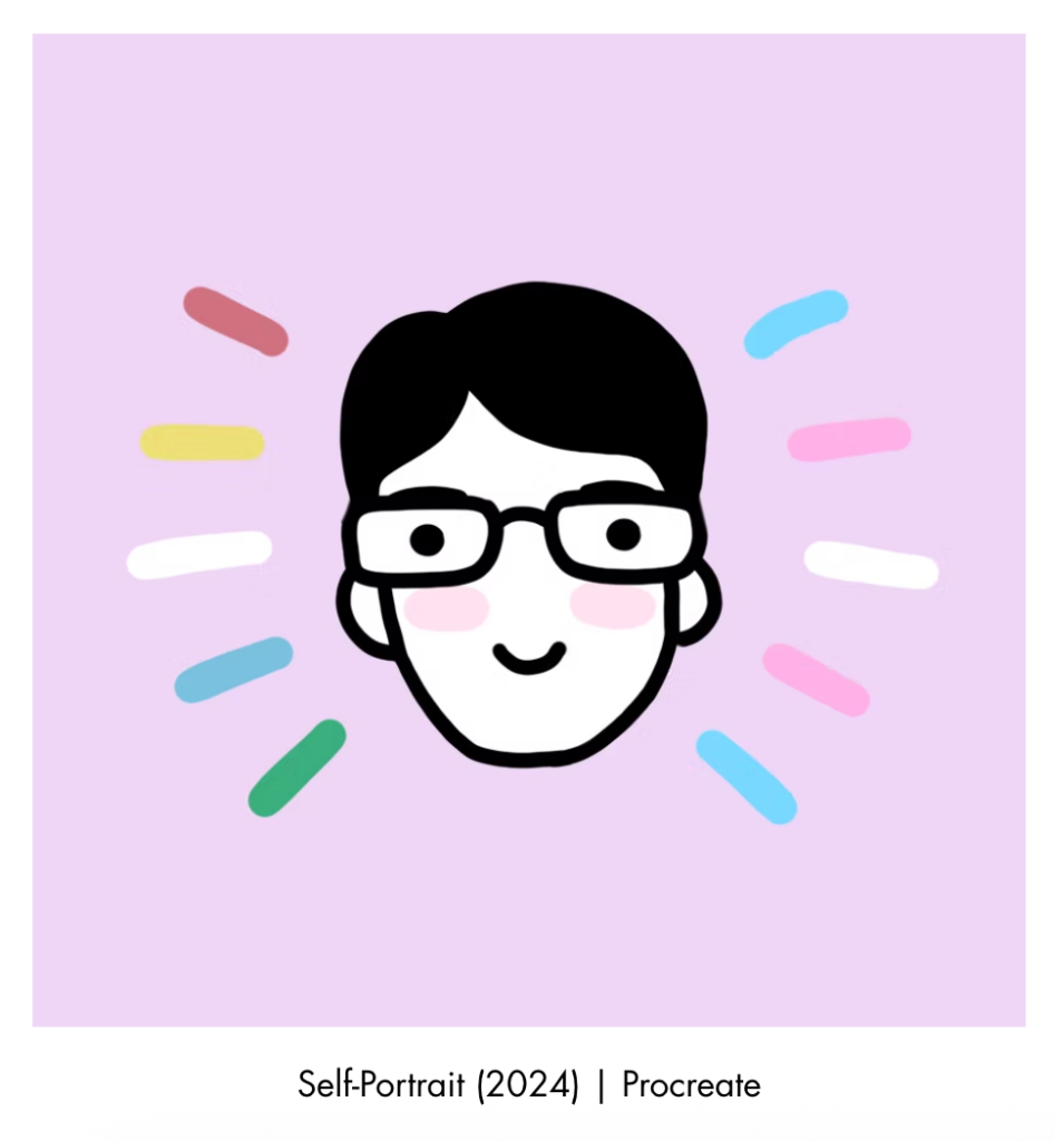 Cartoon self portrait drawn by Christopher